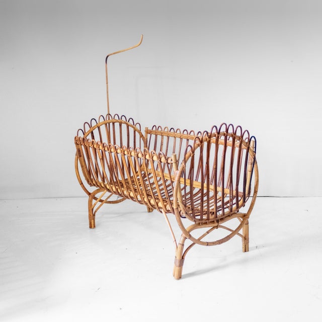 Mid-Century Modern Bamboo Baby Cradle, Italy, 1960s For Sale - Image 16 of 16