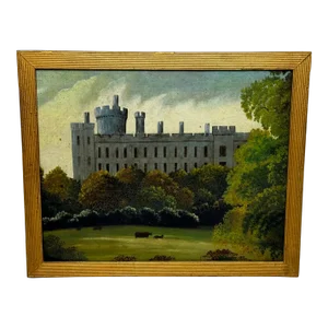 British 19th Century Oil Painting Architectural Historic Arundel Castle After James Canter Framed