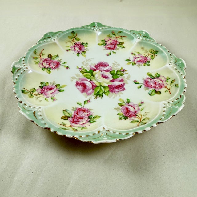 Austrian Porcelain Rose Plate For Sale In Philadelphia - Image 6 of 9