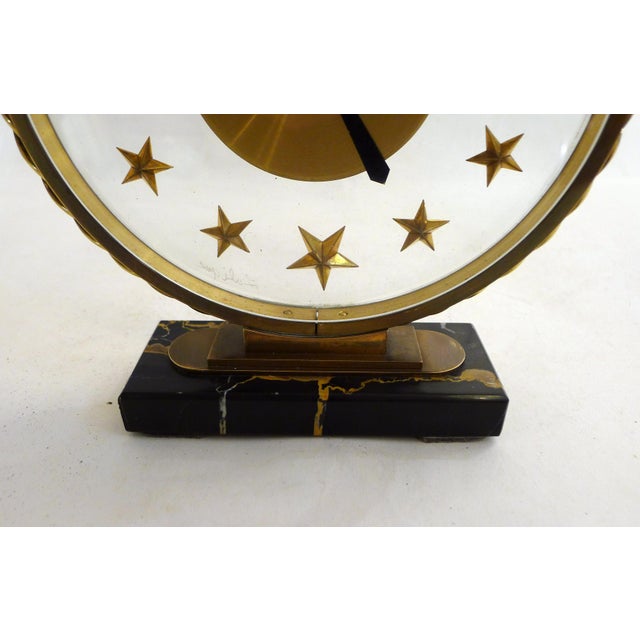René Lalique Starry Table Clock in Marble, Brass and Glass by Bayard and Lalique, 1950s For Sale - Image 4 of 14