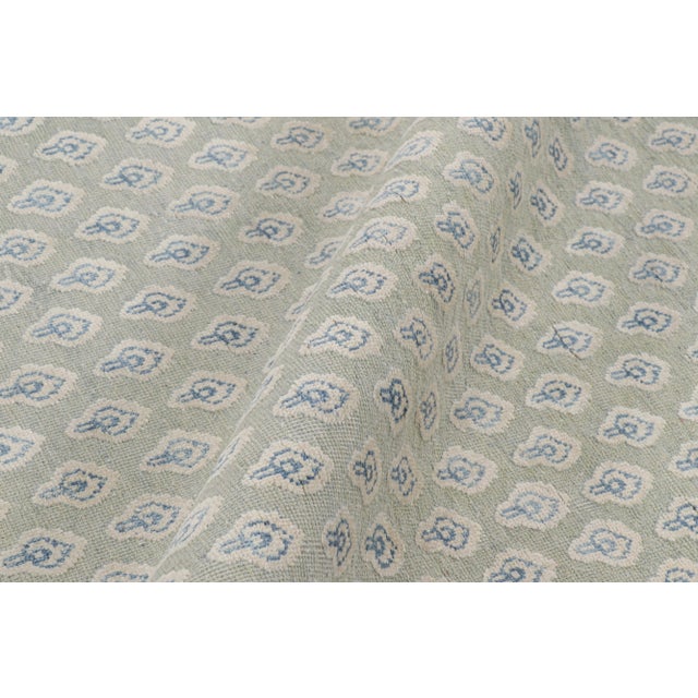 Contemporary Rug & Kilim’s Modern Block Print Rug in Blue & Gray with Paisley Floral Pattern - 7x9 For Sale - Image 3 of 7