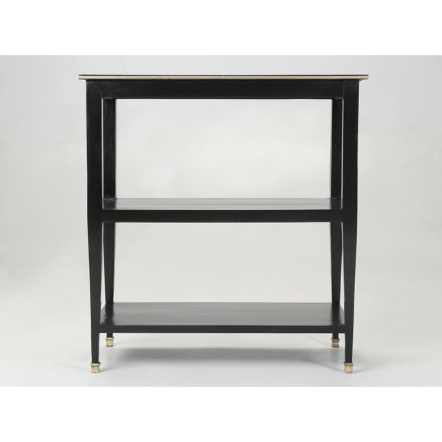 Mid 20th Century Vintage French Ebonized Side or End Table With Brass Trim For Sale - Image 5 of 12