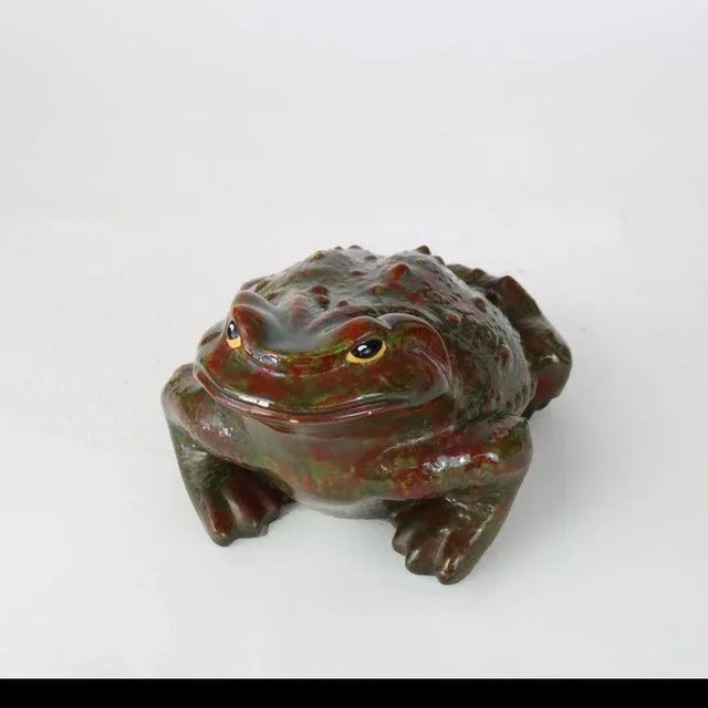 Antique Majolica School Pottery Garden Toad Circa 1930 For Sale - Image 4 of 9