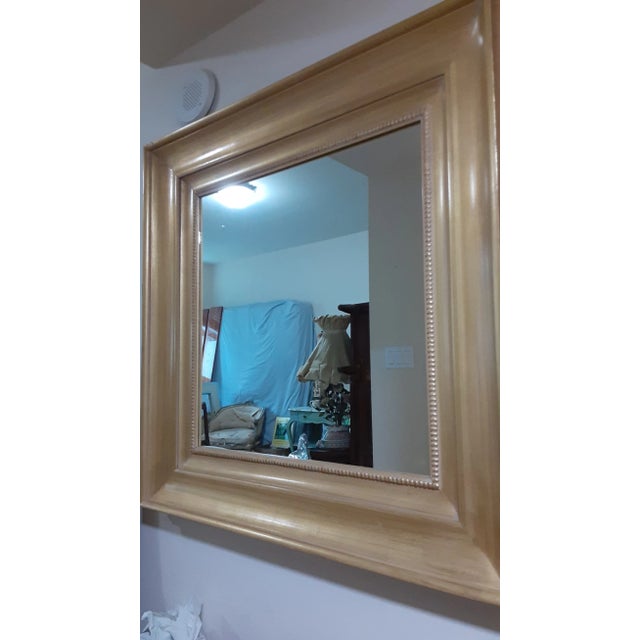 Gold Contemporary Large 44" Custom Designer's 44" Gold Solid Wood 44"Square Gilt Wide Frame Wall Mirror For Sale - Image 8 of 9