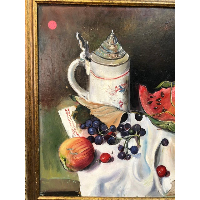Mid 20th Century Still Life Original Oil Painting on Board For Sale - Image 4 of 5