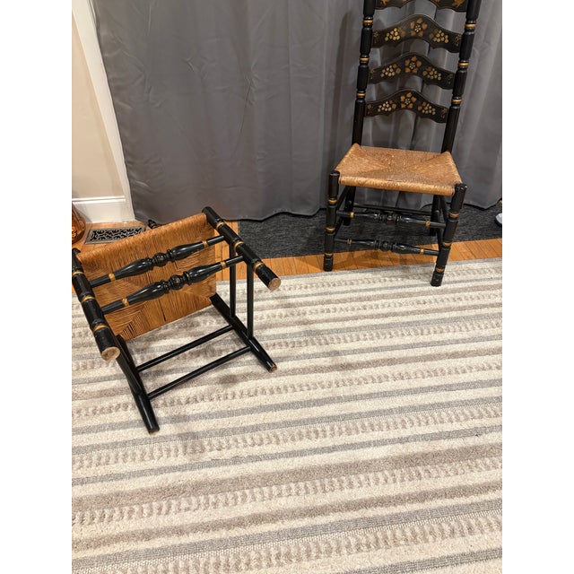 American Set of 2 Vintage Ladder-Back Chairs in Hitchcock Manner For Sale - Image 3 of 7