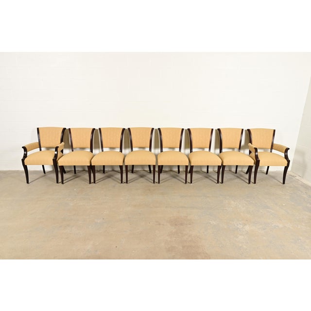 Art Deco Barbara Barry for Baker Furniture Modern Regency Mahogany Dining Chairs, Set of Eight For Sale - Image 3 of 14