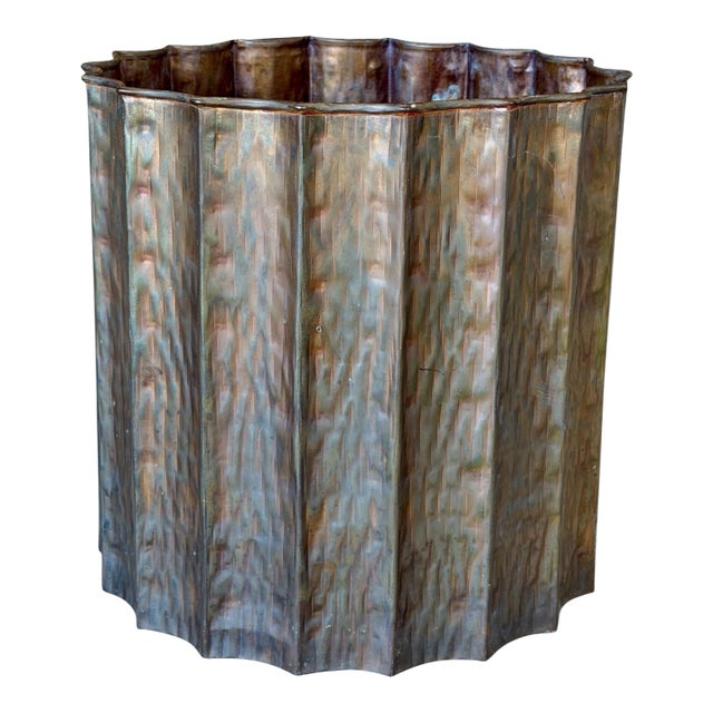 Mid-Century Italian Hammered Brass Jardiniere by Egidio Casagrande For Sale