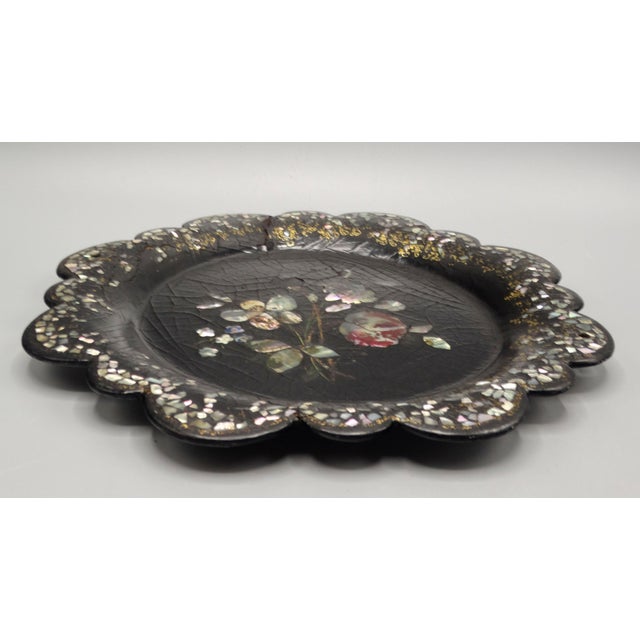 Antique English Papier Mache Tray Wine Coaster For Sale - Image 4 of 11
