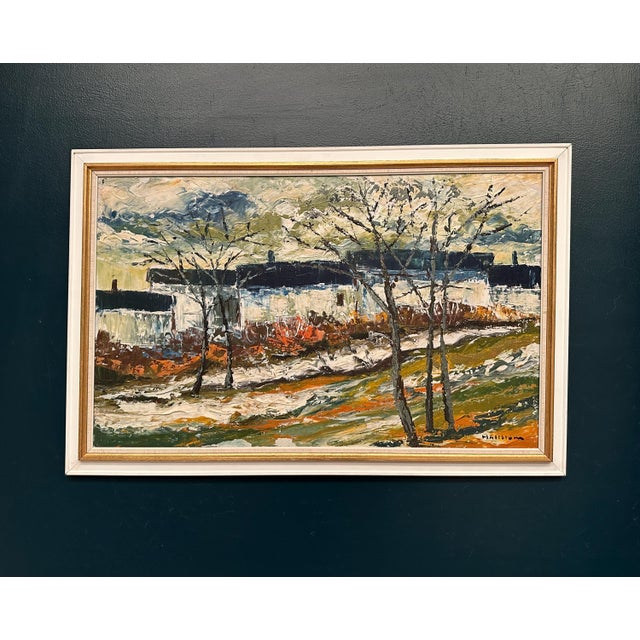 Stig Hallblom, Landscape with Houses and Trees, 1950s, Oil Painting on Panel, Framed For Sale - Image 17 of 18
