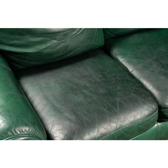 Vintage Leather Rolled-Arm Sofa in Green by Whittemore-Sherrill For Sale - Image 12 of 15