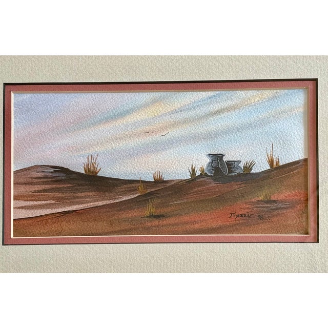 1990s J Yazzie Desert Landscape Framed Art Southwest Rustic Decor 1998 Navajo For Sale - Image 5 of 9