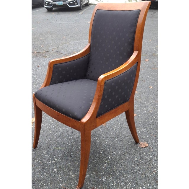 Early 21st Century Pair Hickory White Biedermeier Inspired Maple and Upholstered Armchairs For Sale - Image 5 of 10