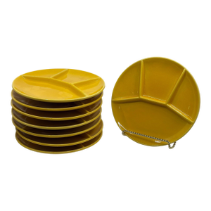 Vintage Steuler Keramik 4350, West Germany Yellow -a Set of 8