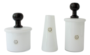 Vintage White Opaline Glass Set from Ivima, Marinha Grande, Portugal, 1940s, Set of 3