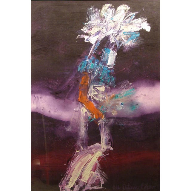 Pablo Antonio Milan Dancing Kachina Acrylic Paper Original Painting For Sale - Image 4 of 4