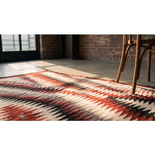 Red Early 20th Century Navajo rug ( 6' x 6'4" - 183 x 193 ) For Sale - Image 8 of 9