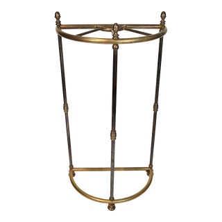 English Brass Demi Lune Umbrella Stand, 1960s For Sale