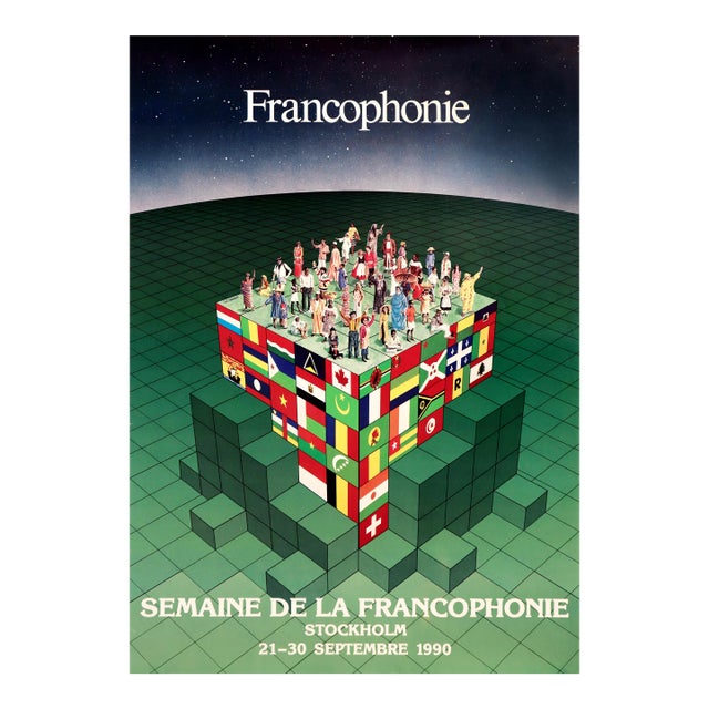 1990 Swedish Poster - Francophonie: Semaine De La Francophonie, Stockholm, 21-30 Septembre 1990 For Sale