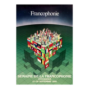 1990 Swedish Poster - Francophonie: Semaine De La Francophonie, Stockholm, 21-30 Septembre 1990