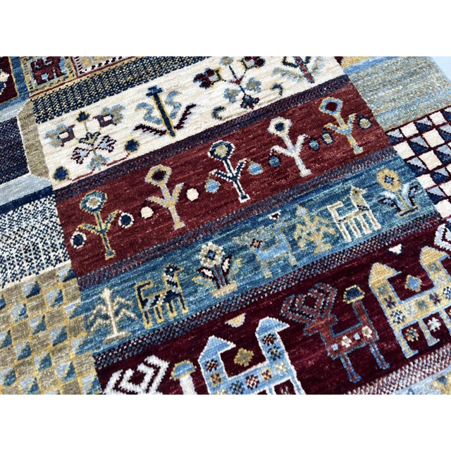 Hand-Knotted Kashkuli Gabbeh Patchwork Runner in Soft Blue, 2'9" X 9'3" For Sale - Image 9 of 12