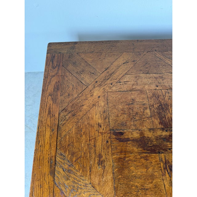1960s French Provincial Louis XV–Style Hollywood Regency Carved Oak Parquetry Coffee Table For Sale - Image 9 of 14