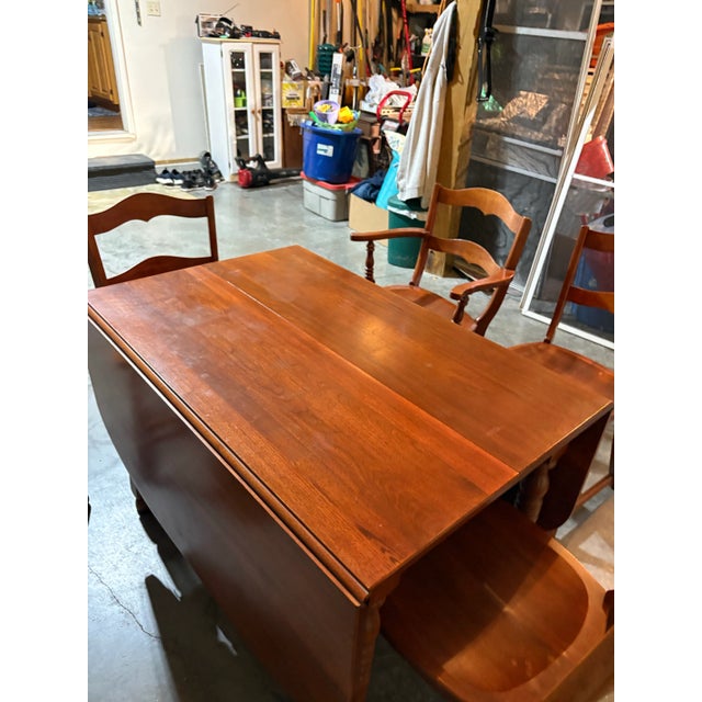 1950s Dining Set – Drop-Leaf Table, 6 Chairs For Sale - Image 10 of 12
