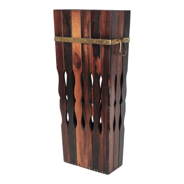 Modern Brazilian Rosewood Umbrella Stand, Cane Stand, Circa 1970 For Sale