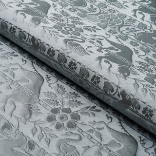 SAMPLE - Schumacher Animali Fabric In Slate Blue For Sale
