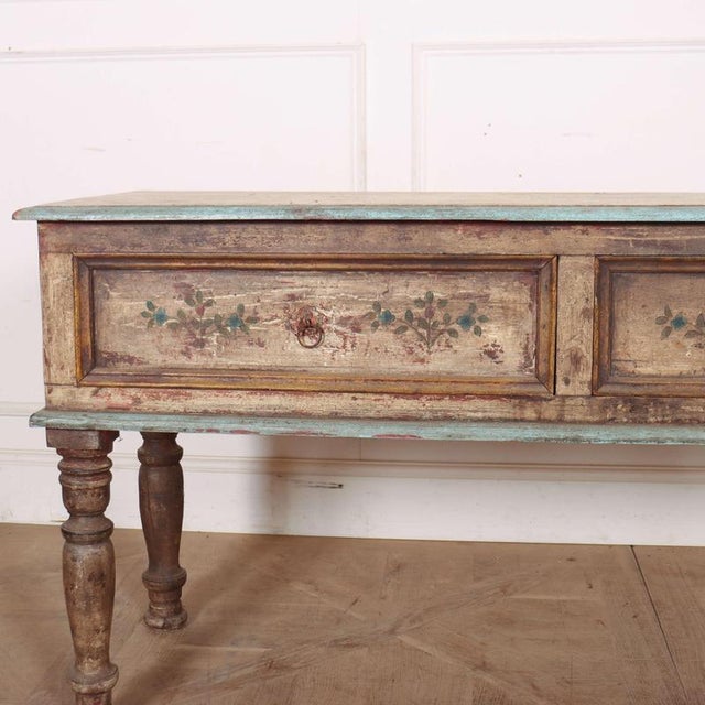 Late 19th Century Colonial two drawer serving table with orginal paint finish. 1890 This piece is designed in the style of...