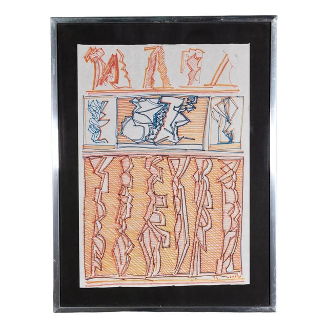 Riccardo Licata, Modern Abstract Composition, 1974, Watercolor on Paper For Sale