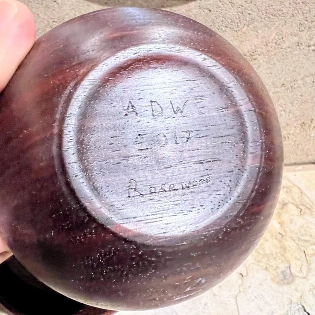 2017 Handcrafted Rosewood Three Bowl Set Signed Adw For Sale - Image 4 of 11