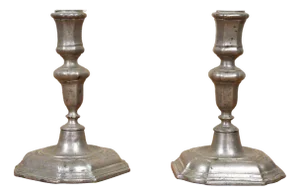 Antique Swedish Baroque Pewter Candlesticks by Nils Christophersson Forss, Västerås, 1745, Set of 2