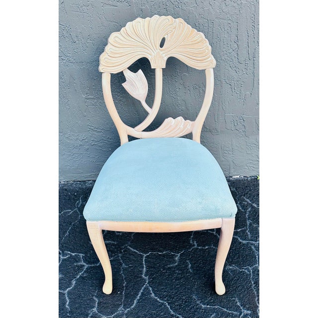 Alabaster Vintage Hand Carved Italian Dining Chairs With New Upholstery in the Style of Phyllis Morris - Set of 4 For Sale - Image 8 of 12