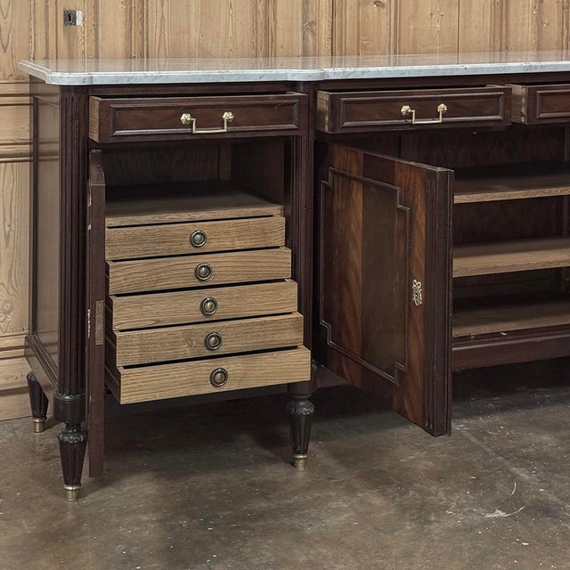 French Louis XVI Mahogany Buffet With Carrara Marble For Sale - Image 13 of 18