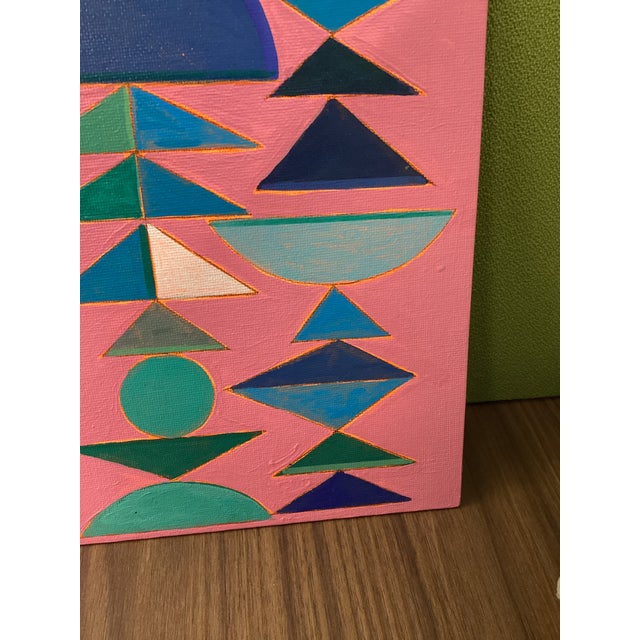 Textile Abstract Contemporary Geometric Hard Edge, Modern MCM Wall Art, Original 8x8 For Sale - Image 7 of 9