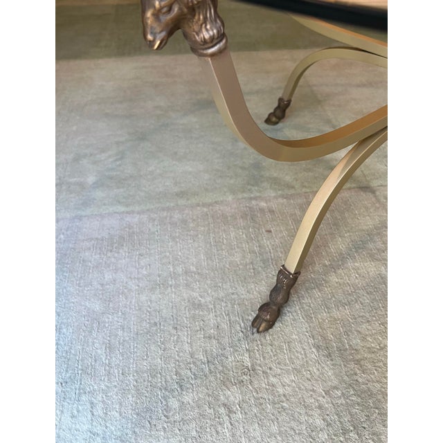 Rams Head Italian Brass Coffee Table With Glass — Hollywood Regency, Made in Italy For Sale - Image 9 of 9
