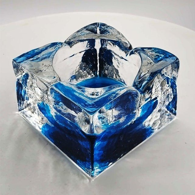 1970s Square Ashtray in Hand-Worked Murano Glass with Ice Cube Effect, 1970s For Sale - Image 5 of 10
