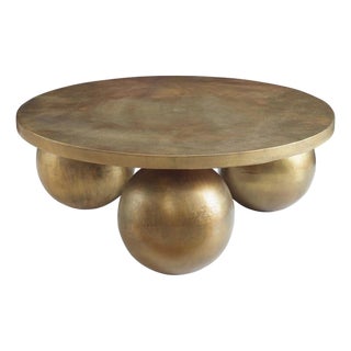 Brass Finish Round Ball Coffee Table For Sale