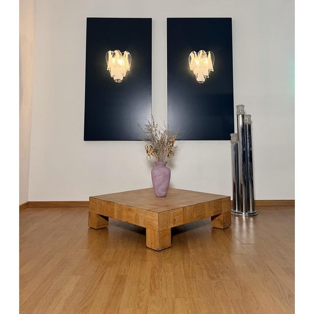 Pair of Vintage Italian Murano appliques in the manner of Mazzega. Wall lights have 6 glass petals "rondini" (transparent...