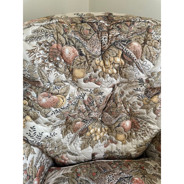 English Vintage Hickory Chair Floral Swivel Rocking Chair For Sale - Image 3 of 9