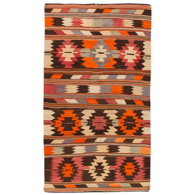 2010s Modern Kilim Handmade Colorful Geometric Wool Rug For Sale - Image 5 of 5