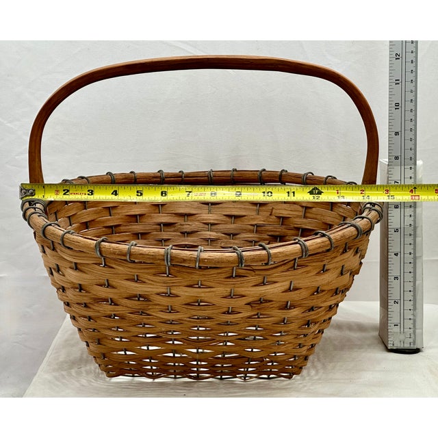 Large Authentic Vintage Steel Wire & Ash Wood Splint Massachusetts Famous Ipswich Clam Diggers Gathering Basket For Sale - Image 18 of 18