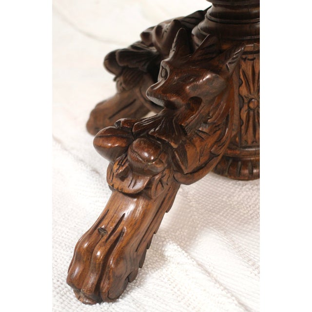 Gothic Early 19th Century Oak Coffee Table With Gargoyles For Sale - Image 3 of 17