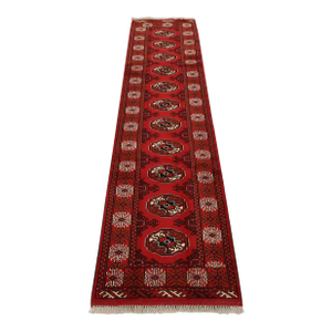 Turkmen Runner 2’6” X 9’10” Red Wool Vintage Tribal Hand-Knotted Rug