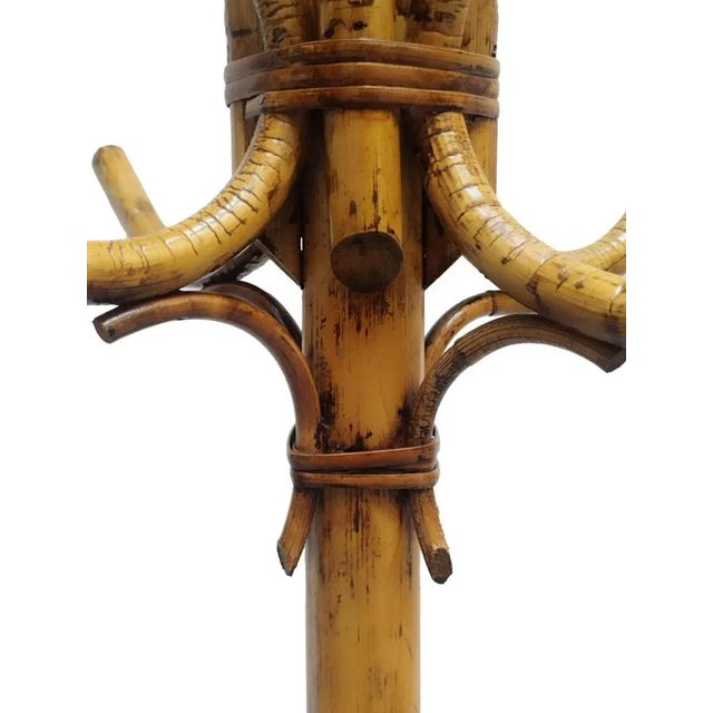 Bamboo and Rattan Coat Rack, 1960s For Sale - Image 4 of 7