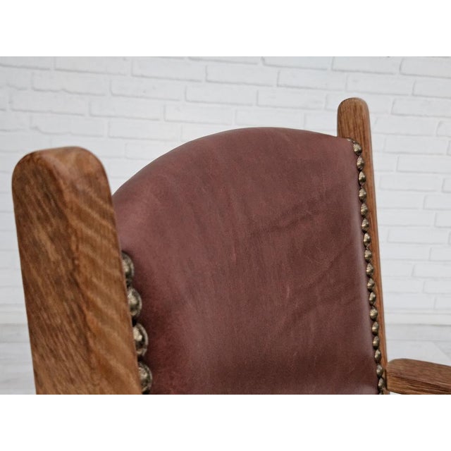 Danish Leather and Oak Armchair, 1950s For Sale - Image 16 of 18