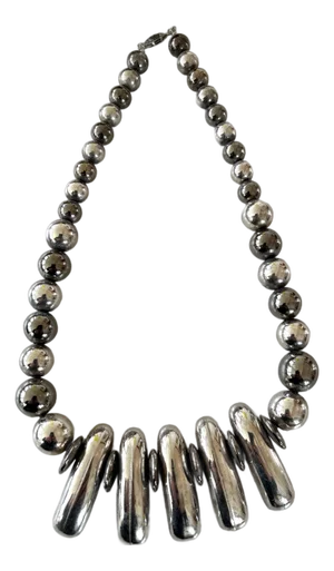 Vintage Silver Plated Large Beaded Necklace
