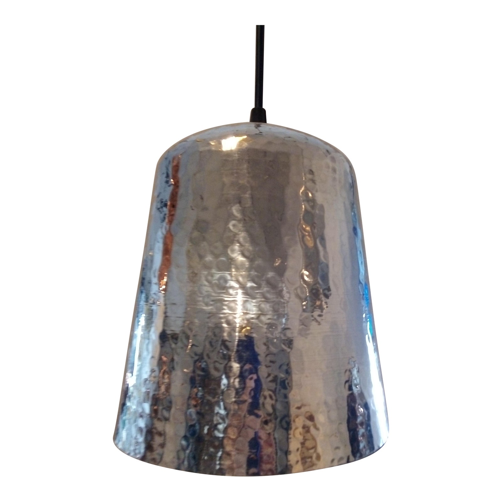 Silver Hammered Brass Bell Pendant Light Industrial Hanging Lamp Chairish