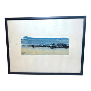Original Vintage Gino Hollander Abstract Mixed Media Painting on Paper 1981